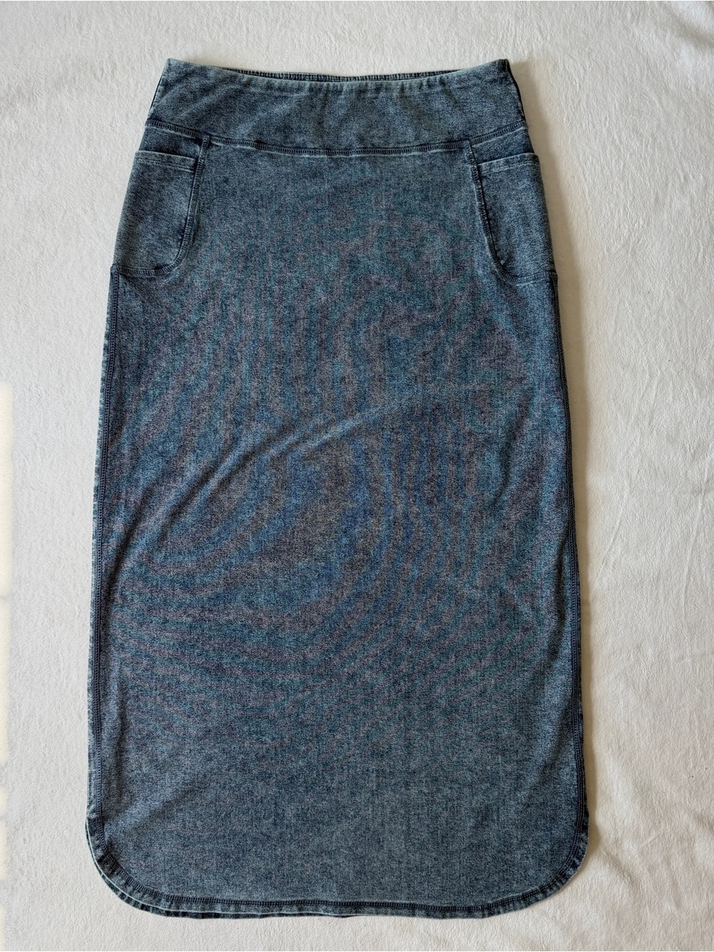 Snoga Acid Washed Blue Stretch Denim Long Column Jean Skirt size Medium Cottage - Picture 16 of 16